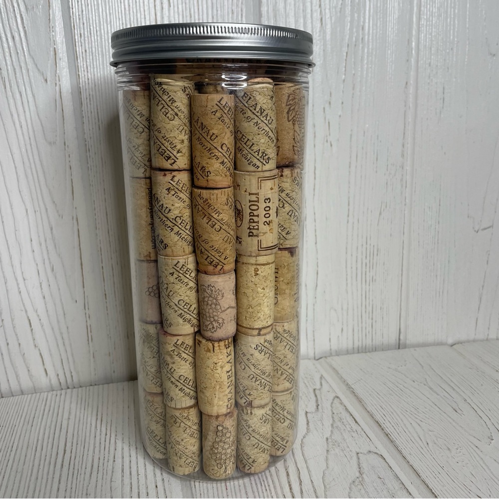 100 Wine Corks Red & White In A Plastic Bottle
